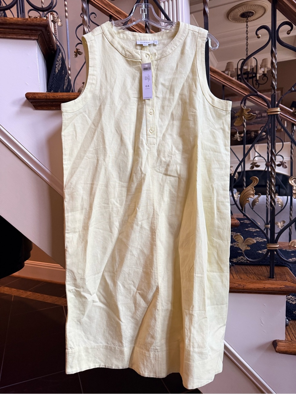 Chico’s NWT Slvless Linen Shift Dress. 0.5 Sage Lime.
